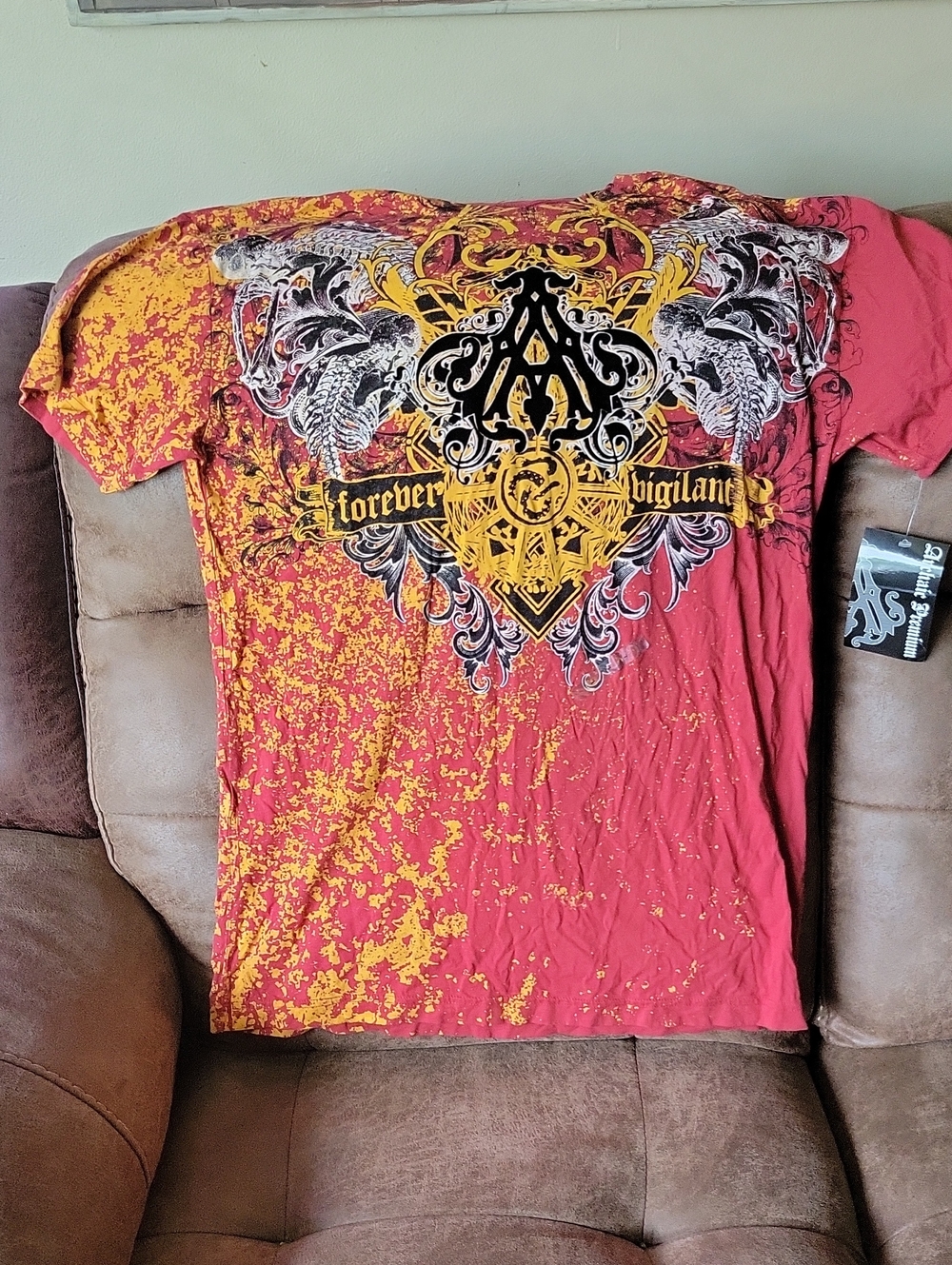 Archaic Forever Vigilant Graphic Tee - Red & Yellow